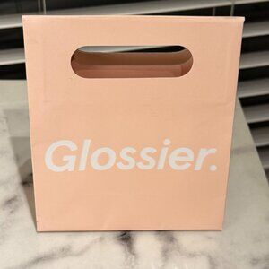 Glossier Pink Gift Bag White Logo Shopping Bag Collectible 6.5x5.5 Excellent